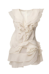Ivory Dove Chiffon Mini Dress