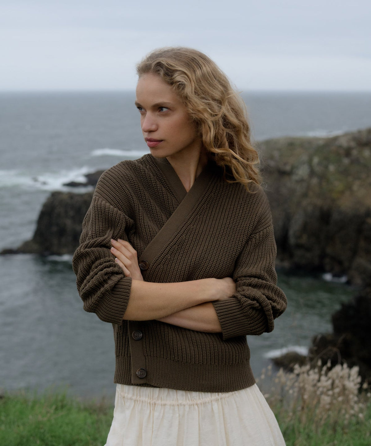 Cropped Cotton Cocoon Cardigan